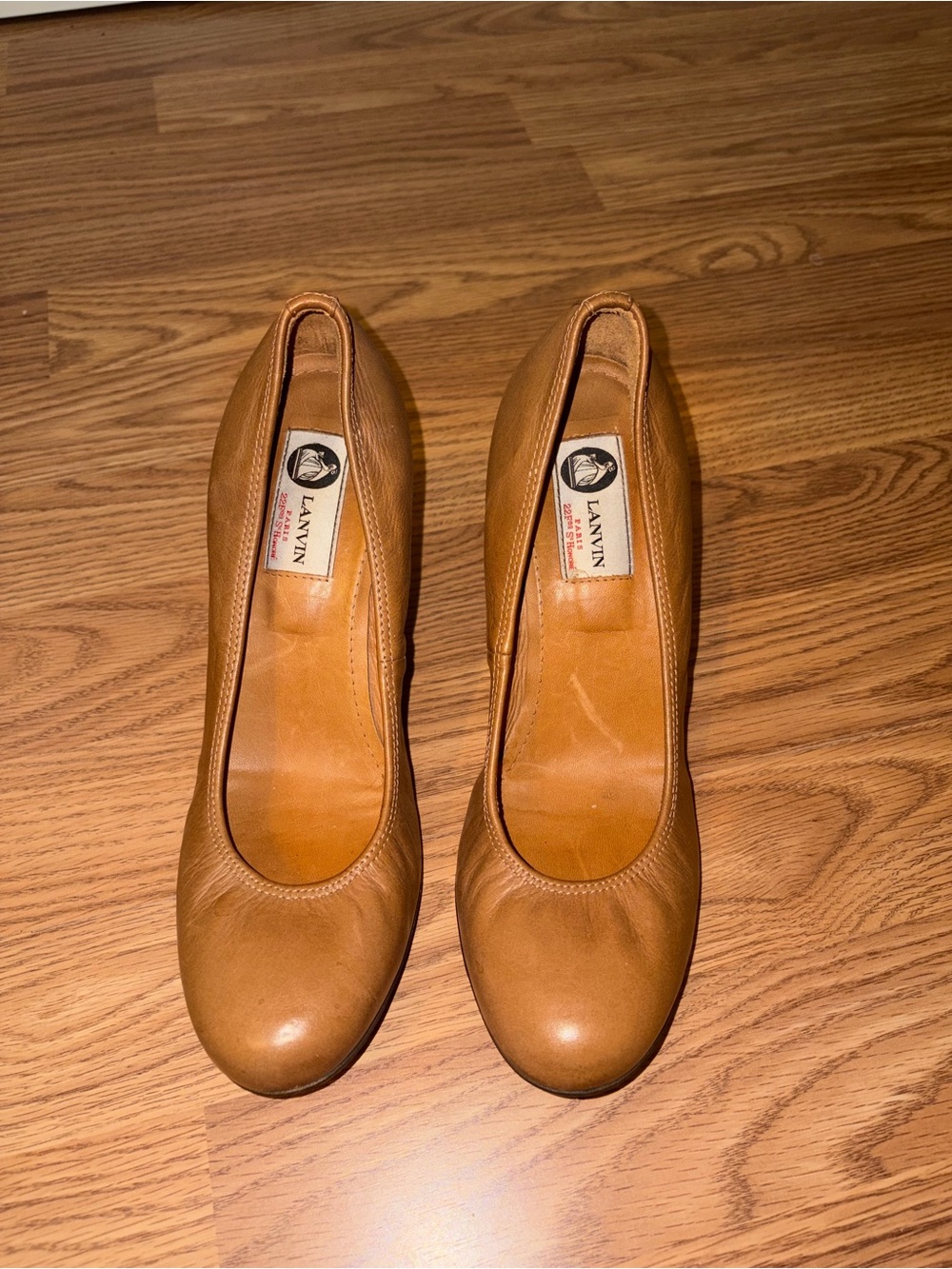 Lanvin Tan Leather Classic Round-Toe Pumps